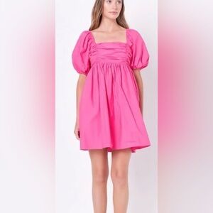 NWOT Pink Puff Sleeve Mini Dress